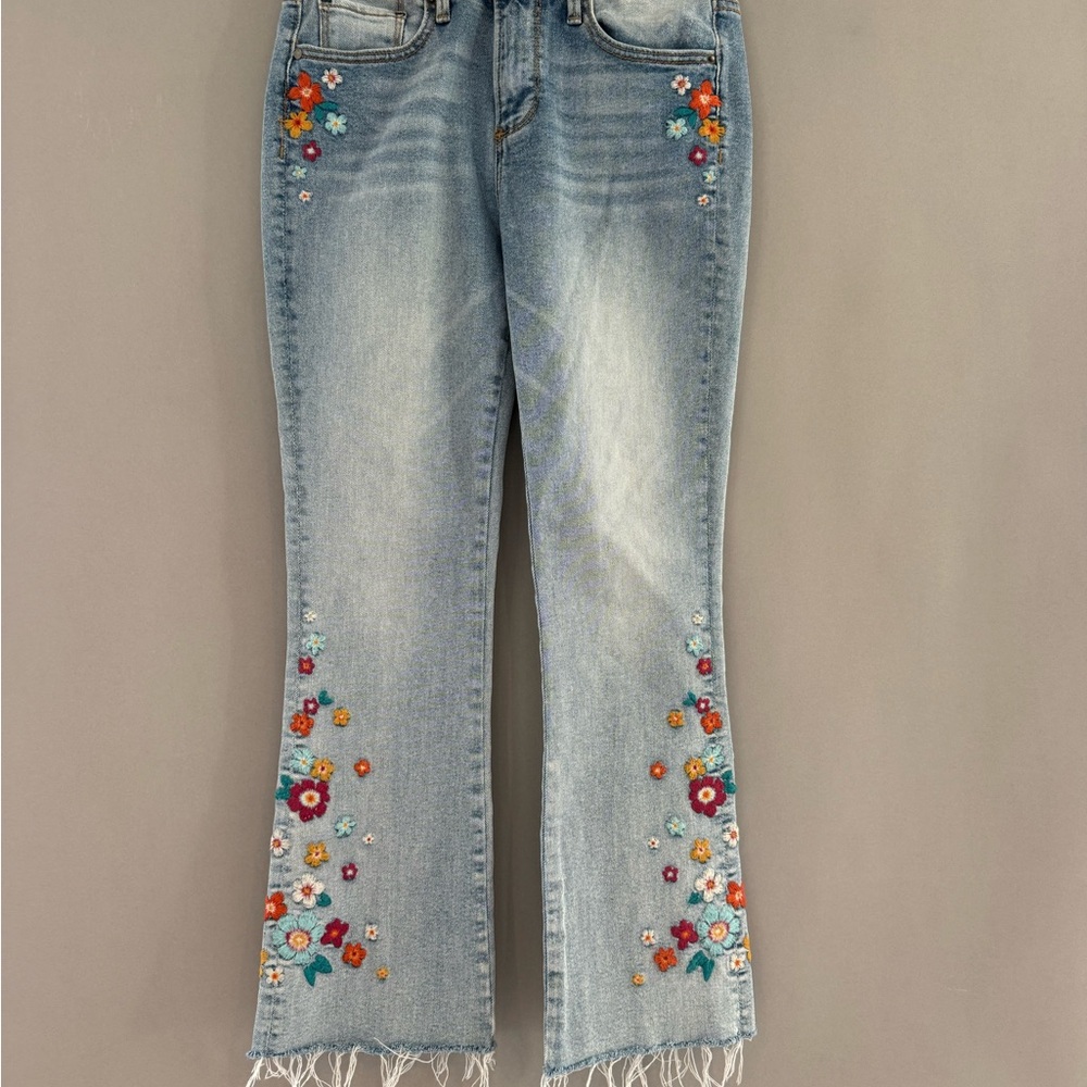 DRIFTWOOD Light Blue Embroidered Cropped Jeans